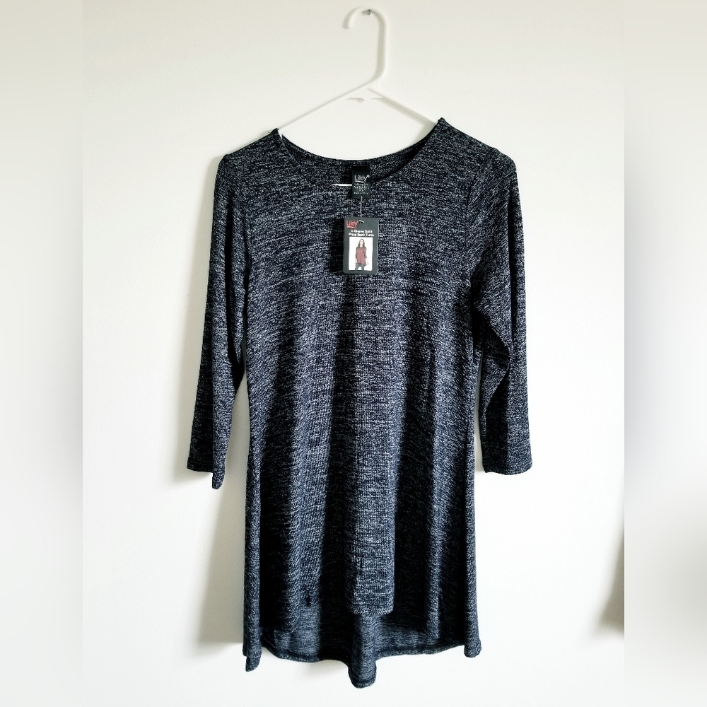Lildy 3/4 Sleeve Solid Pleat Back Tunic